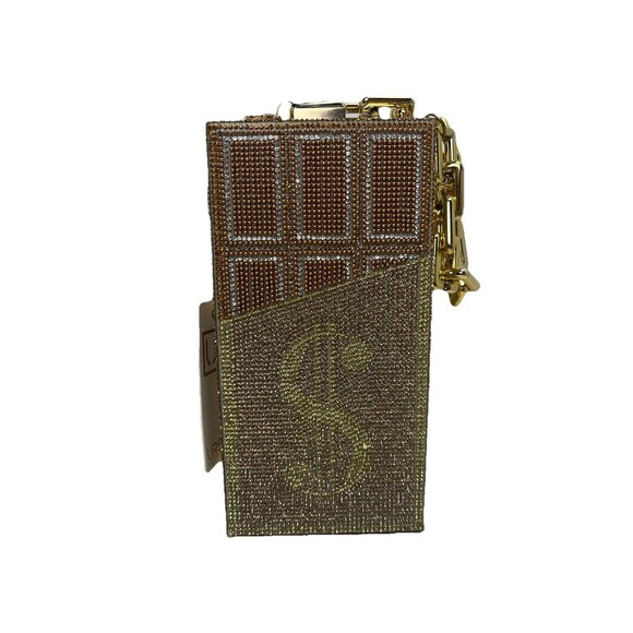 Urban Expressions Bling Money Dollar $ Women's Purse Gold Hard Rhinestone Clutch - Picture 2 of 13